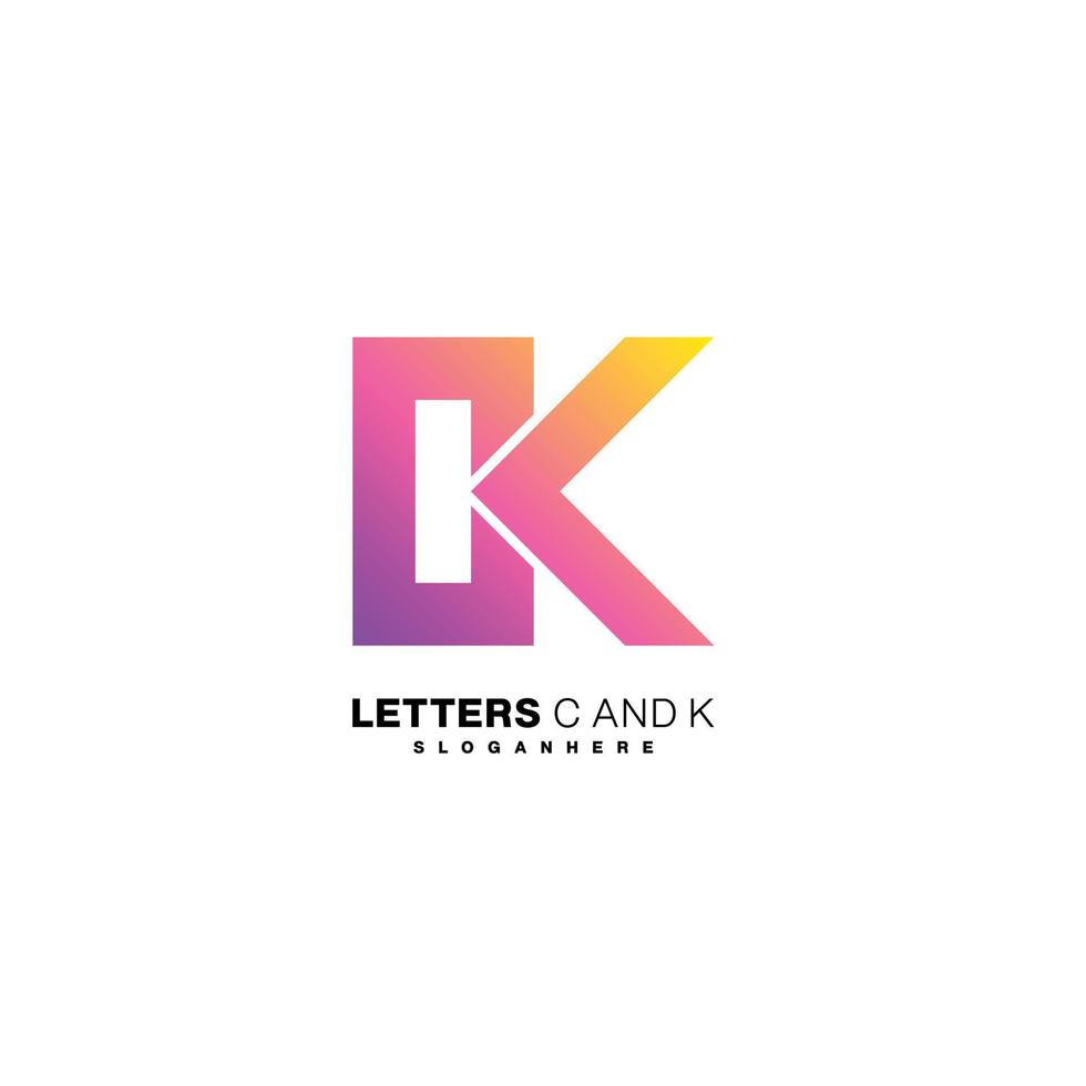 plantilla de diseño de color degradado de logotipo de letra c y k vector