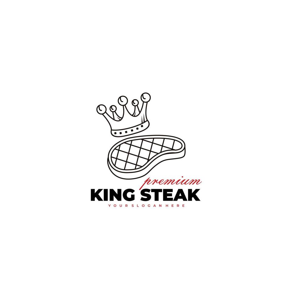 king steak logo design for business restaurant vector