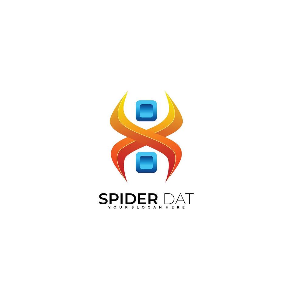 spider data tech logo design illustration symbol vector