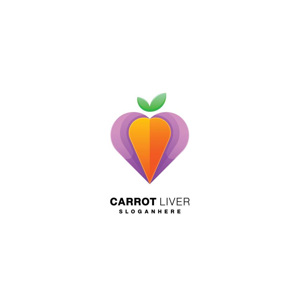 plantilla de icono de logotipo colorido de diseño de amor de zanahoria vector