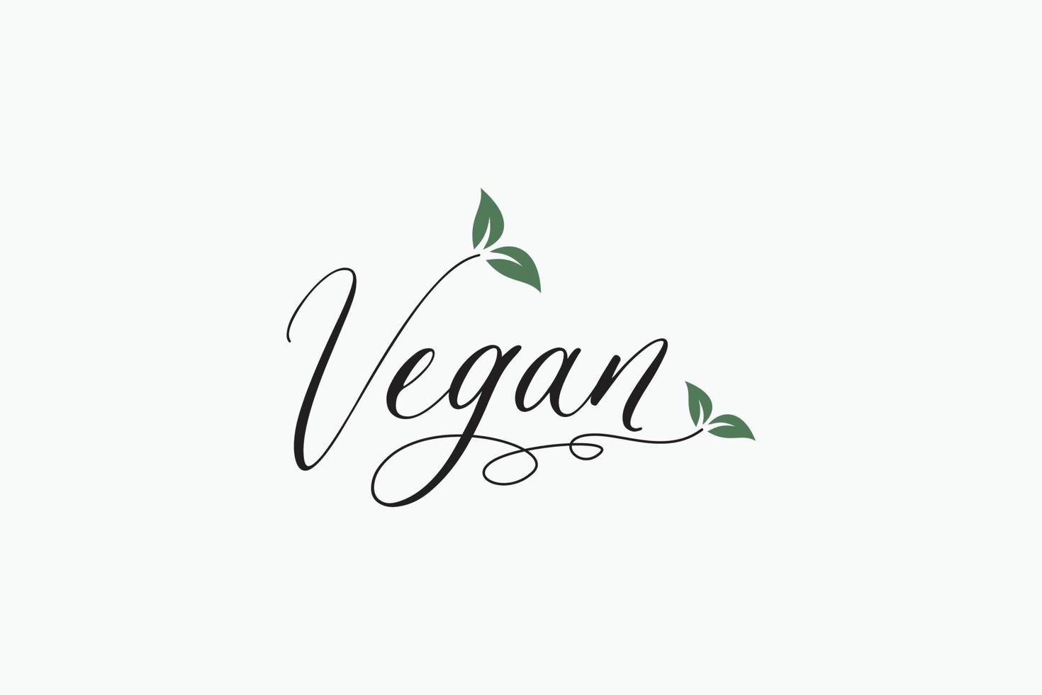 Vegan logo with a combination of vegan lettering, and leaves for any business, especially restaurants, cafes, stores, etc. vector