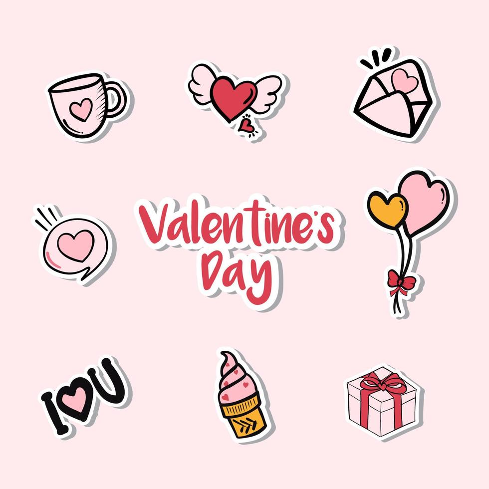 linda colección de pegatinas para el día de san valentín vector