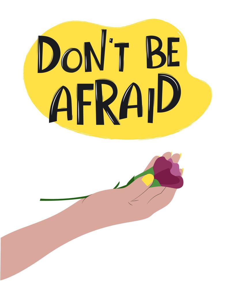 Motivation card. Women's Day Greeting Card. Dont be afraid. Feminism. Freedom, equality and independence. 8 March Greeting Card. vector