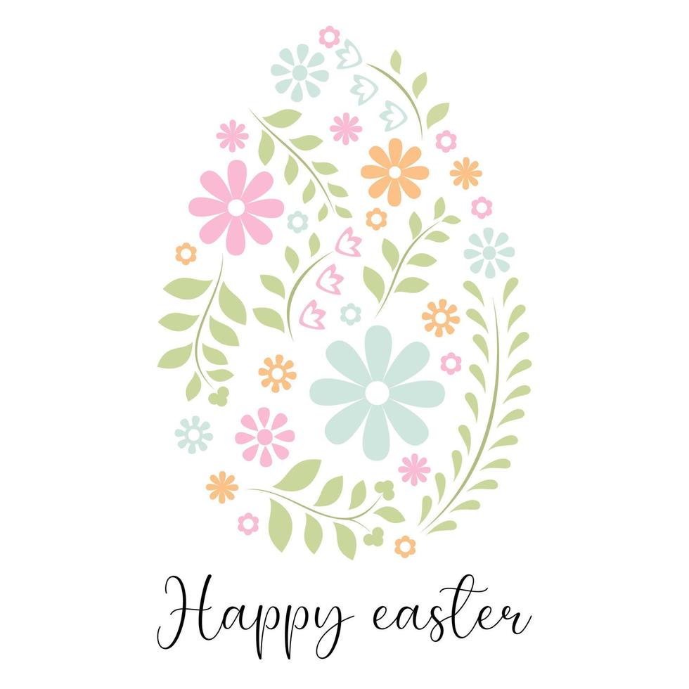 Vector illustrations of Easter card with decorative floral element