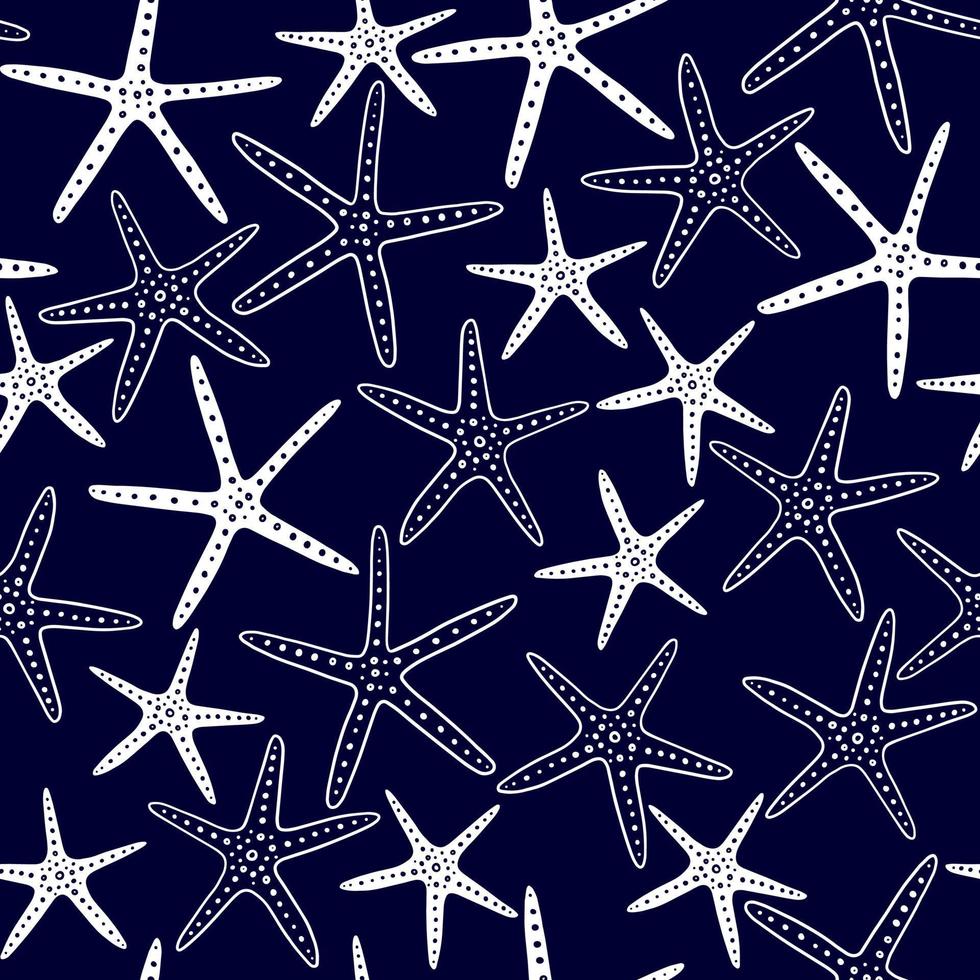 Marine seamless pattern. Beautiful vector background with sea stars.