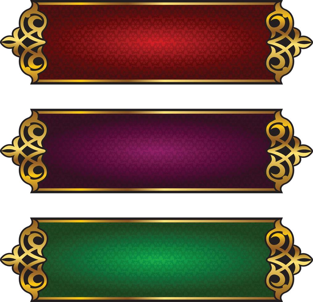 Set Of Luxury Golden Arabic Islamic Banner Title Frame Png Transparent Background Gold Text Box Vector Design Images