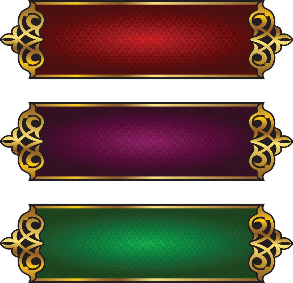 conjunto de marco de título de banner islámico árabe dorado de lujo png fondo transparente cuadro de texto dorado imágenes de diseño vectorial vector