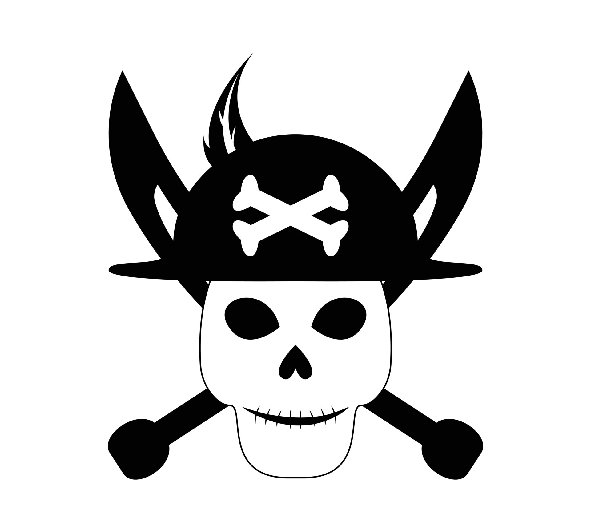 White Pirate Skull with Crossed Swords Emblem