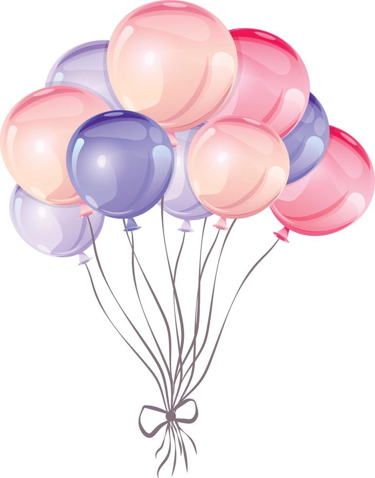 ramo, manojo de globos. ilustración de dibujos animados vectoriales para tarjeta, fiesta, invitación, diseño, volante, afiche, decoración, banner, web, publicidad. regalo de cumpleaños y decoración vector