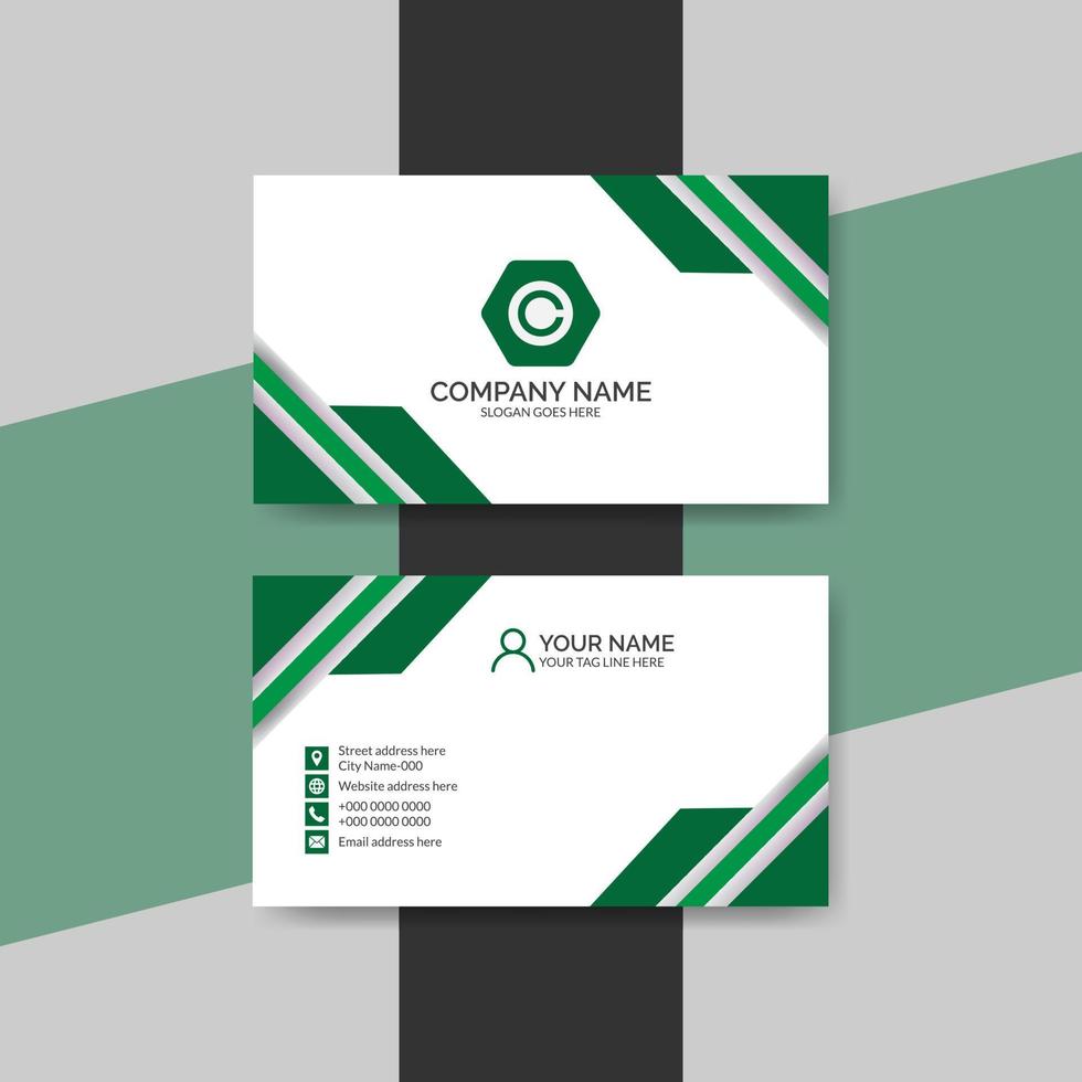 Corporate green business card template vector