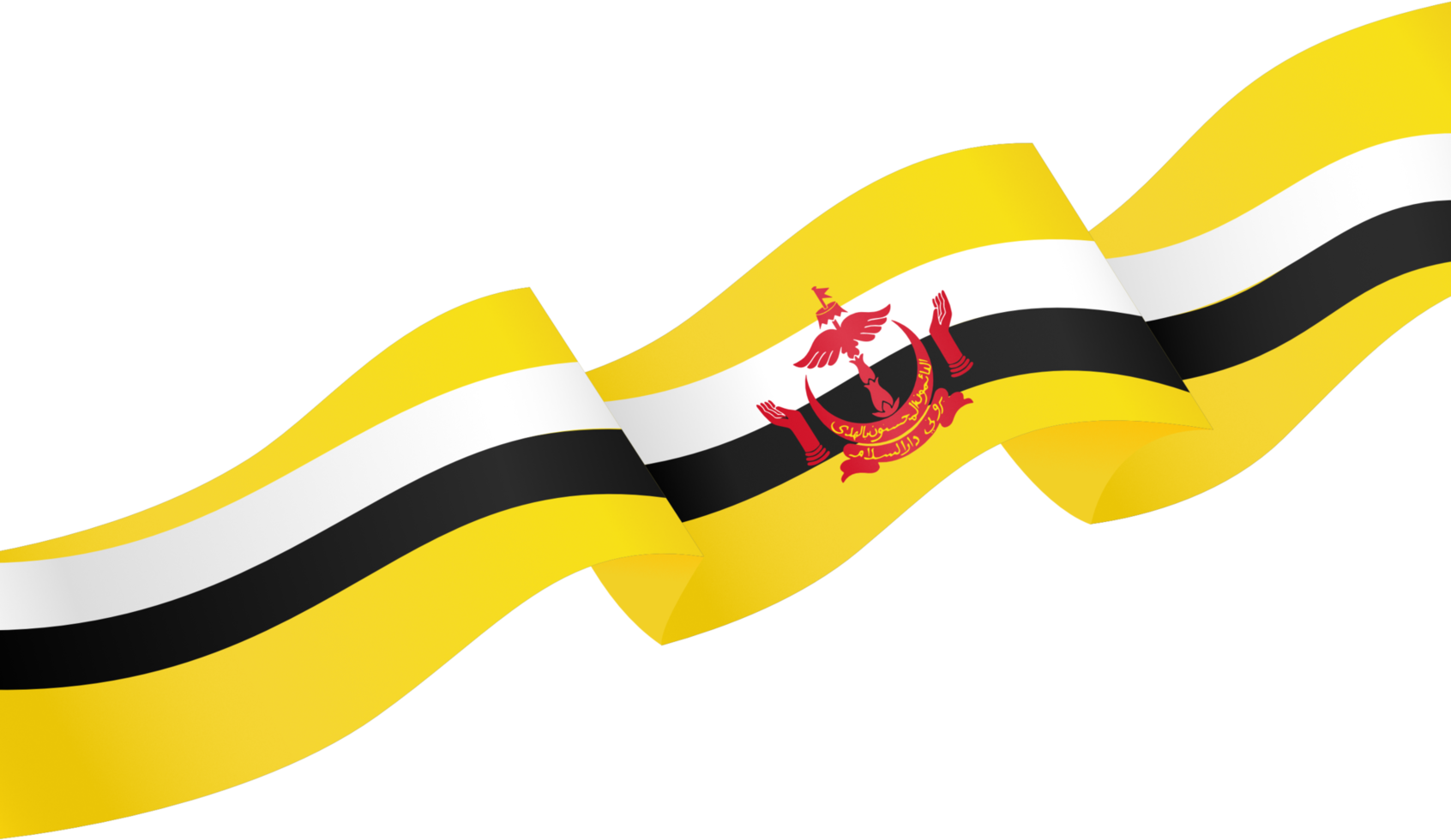 Brunei flag wave isolated on png or transparent background