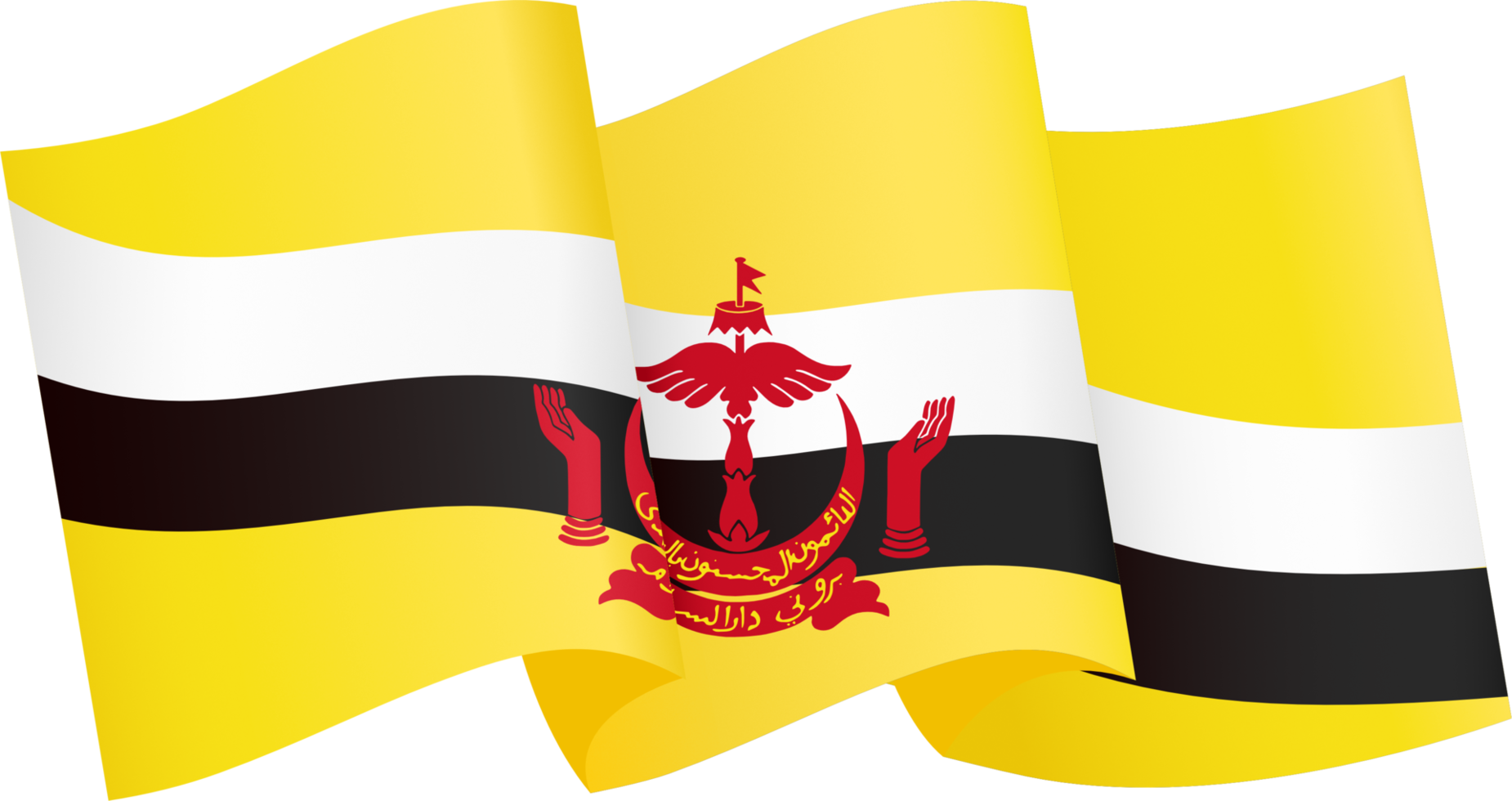 Brunei flag wave isolated on png or transparent background