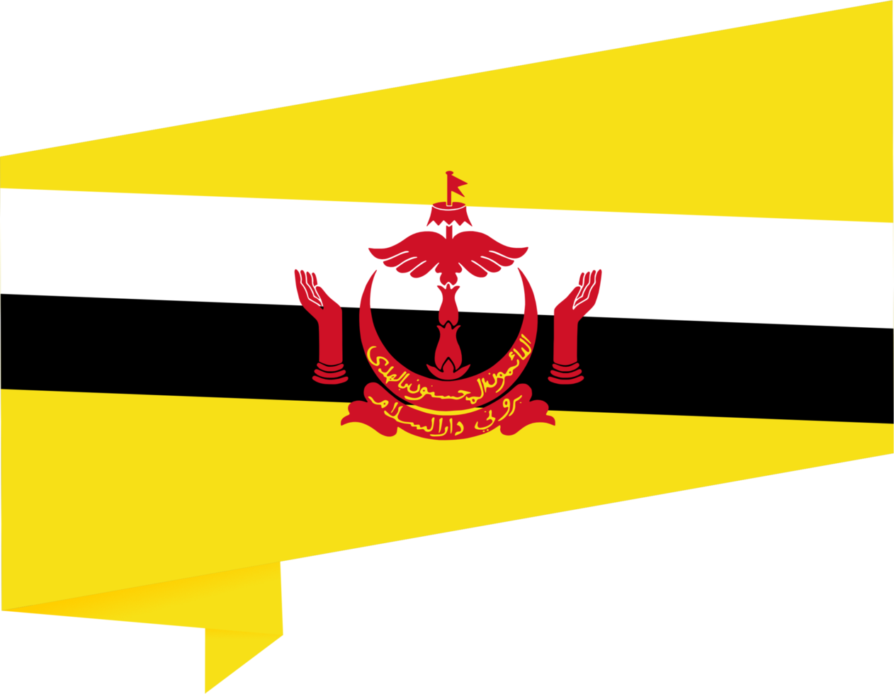 Brunei flag wave isolated on png or transparent background