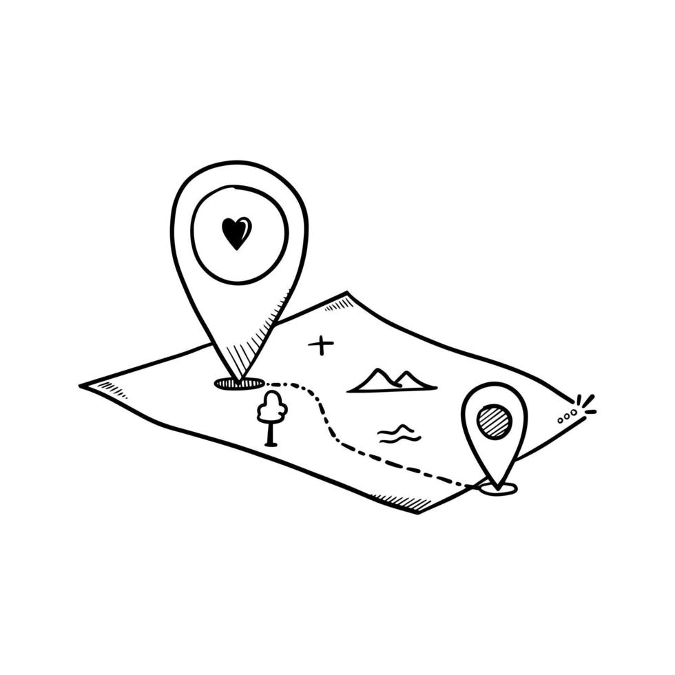 World map doodle. Thin continental silhouette minimal line. Vector illustration