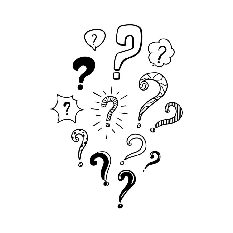 Doodle Question Mark, Sign and Symbol for Design, Presentation or Website elements. vector