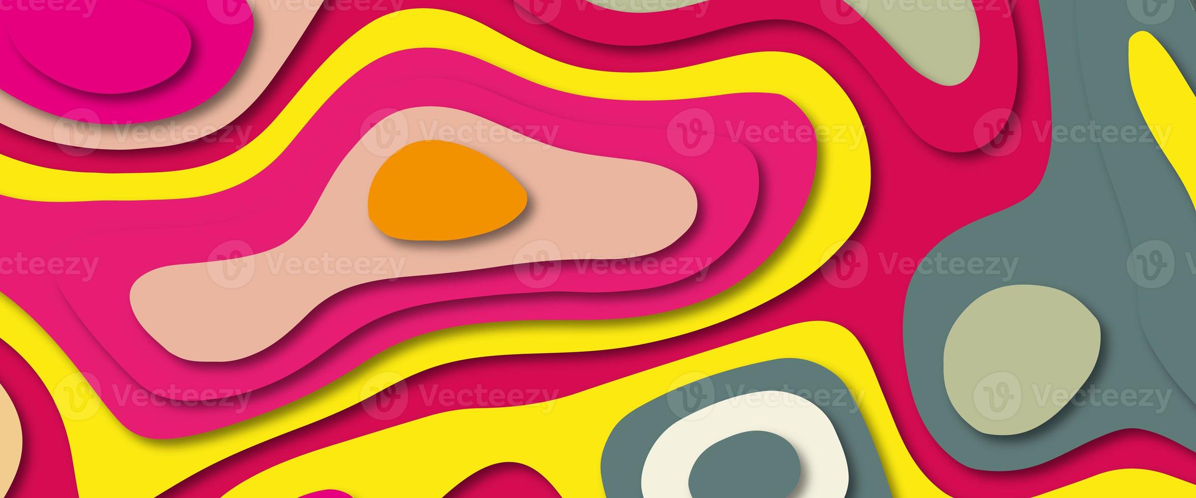 Abstract realistic paper cut decoration textured with wavy layers. Colorful papercut and multi-layer cutout geometric pattern. Paper cut shapes layout for business presentations, flyers, posters photo