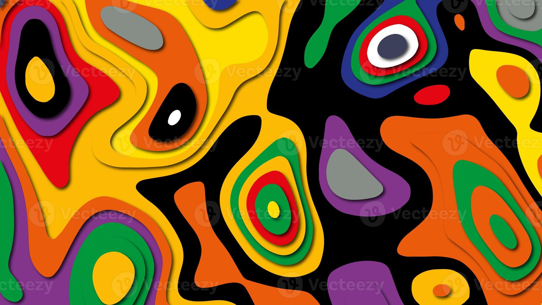 Colorful papercut and multi layer cutout geometric pattern. Abstract background with waves. Abstract pattern with circles. Beautiful topography concept or smooth origami shape paper texture. photo