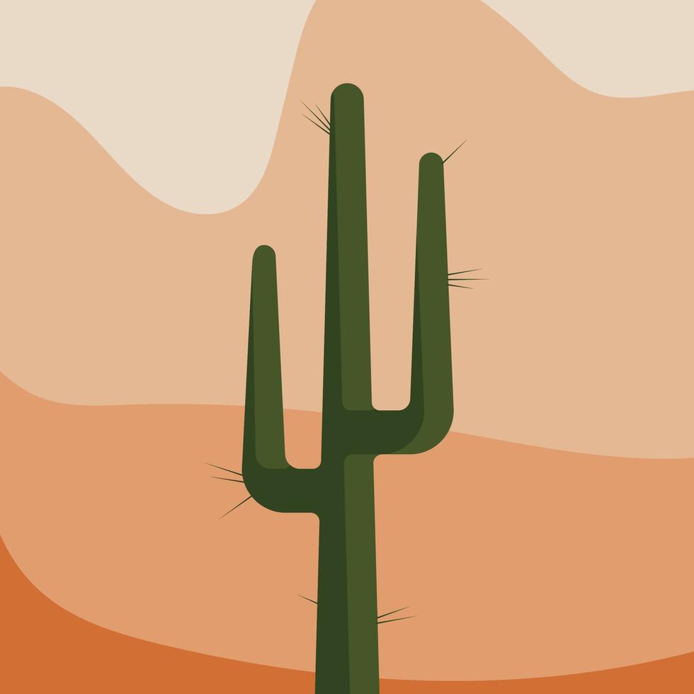 Flat abstract icon, sticker, button with desert, sun, cactuses. vector