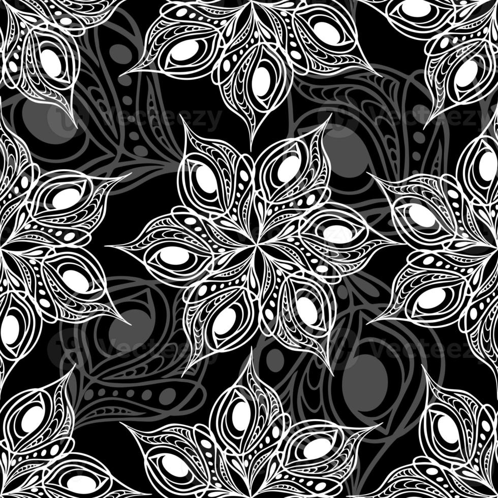 seamless pattern of abstract gray and white graphic elements on a black background, texture, design photo