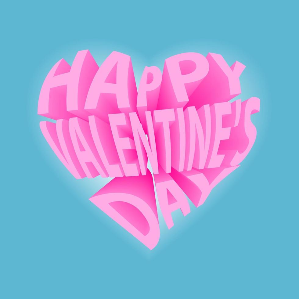 happy valentine's day, illustration of typography on heart shape vector