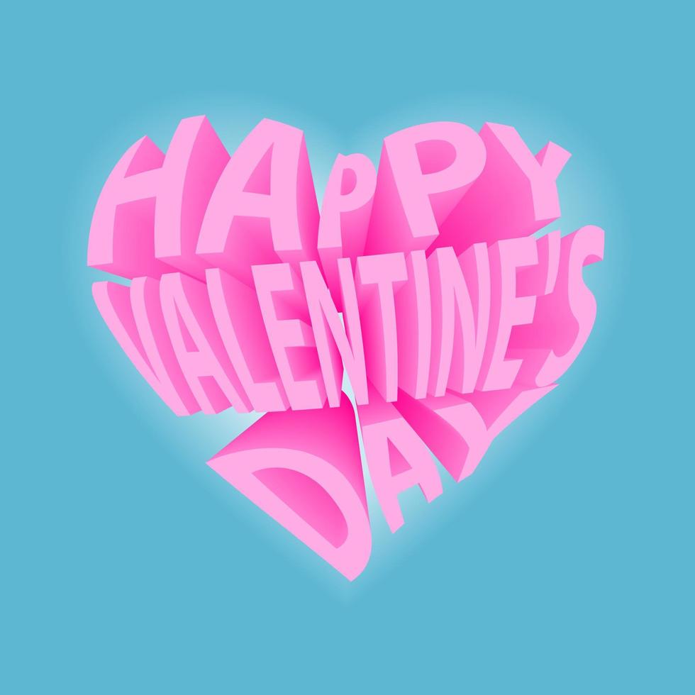 feliz día de san valentín, ilustración de tipografía en forma de corazón vector