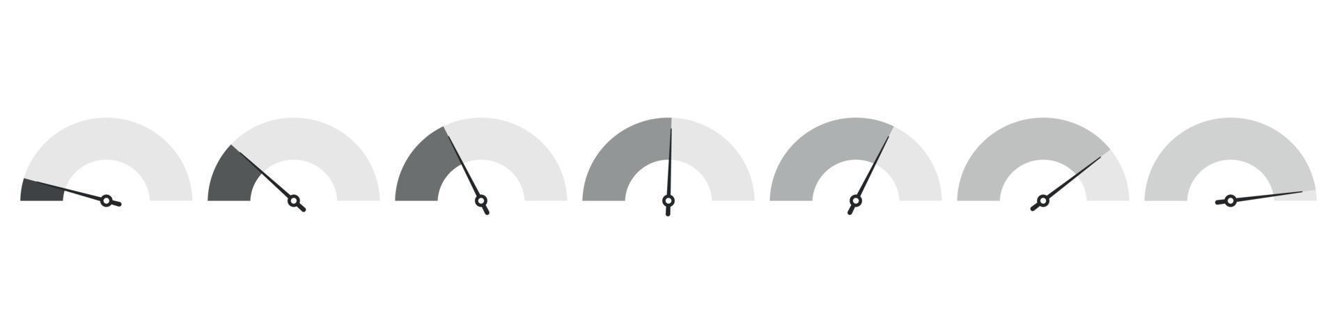 Monochrome progress level with low, high and medium bar. Level risk graph or control quality. Vector isolated illustration