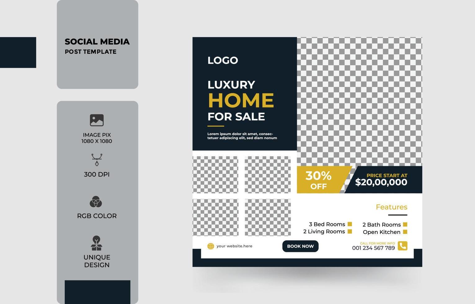 Creative home for sale social media post template Free Vector