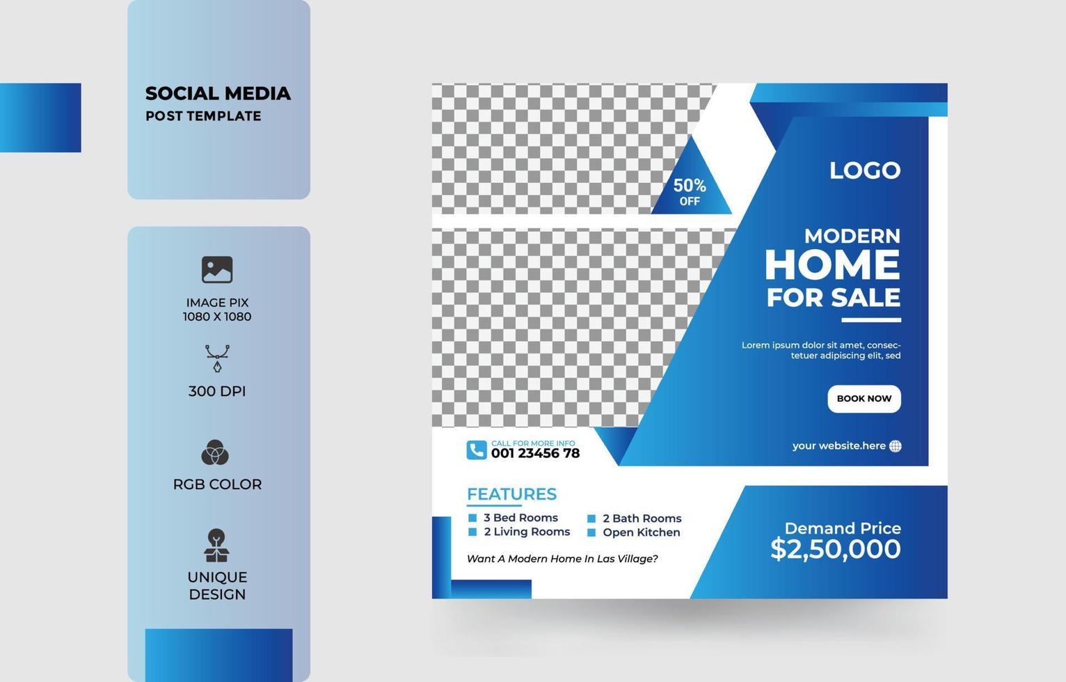 Real Estate Home sale social media post design vector template free Vector