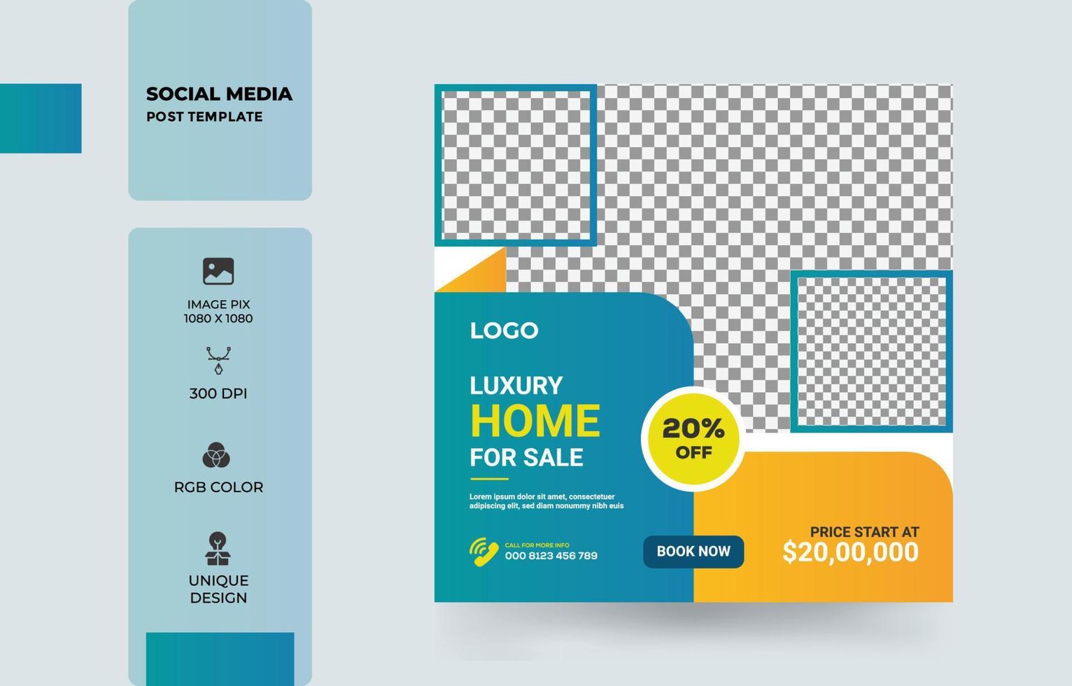 Luxury real estate web banner social media post house property corporate Home sale vector