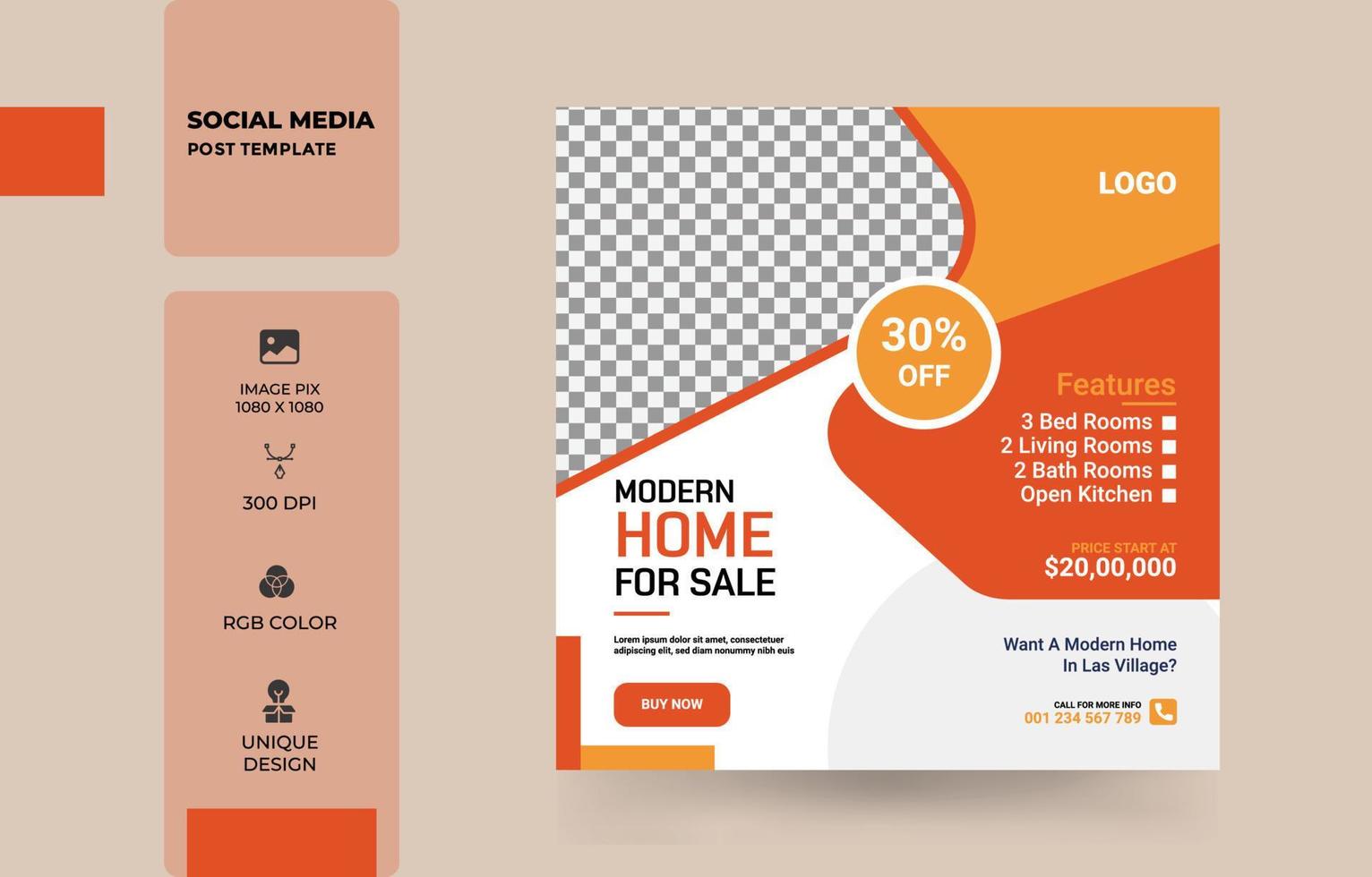 Real Estate Home sale social media post design vector template free Vector