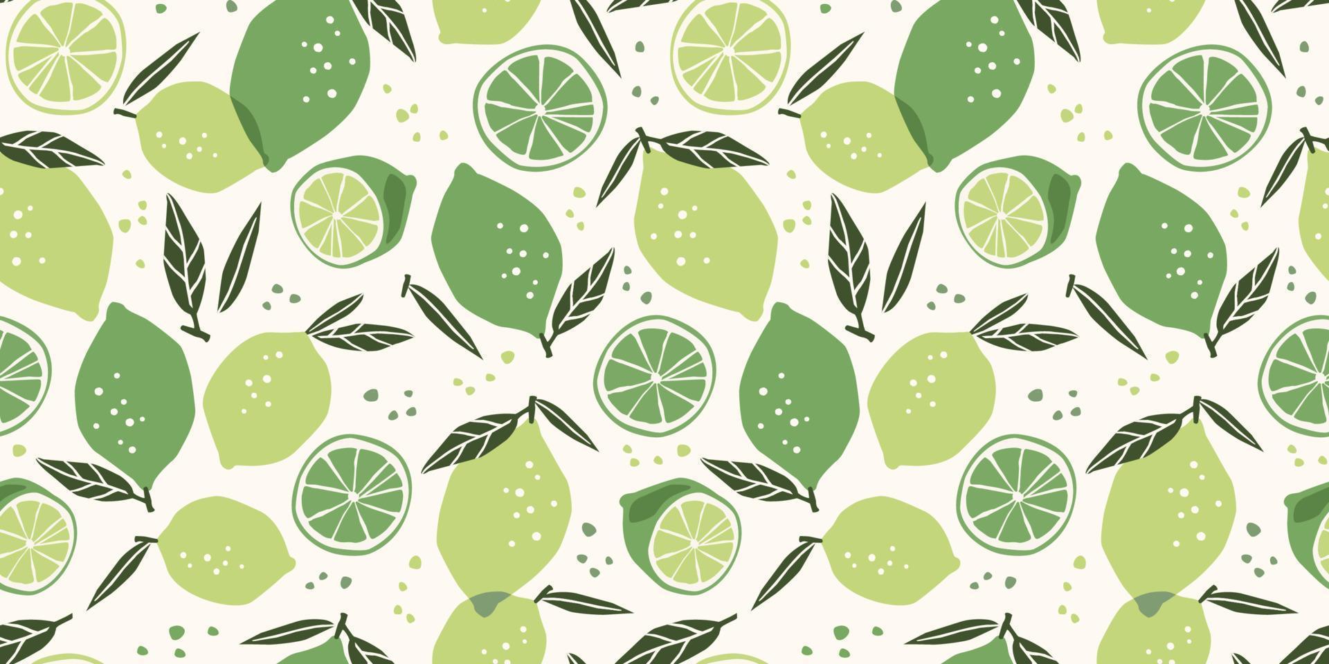 Vector seamless pattern with lemons and limes. Trendy hand drawn textures. Modern abstract design for paper, cover, fabric, interior decor and other use
