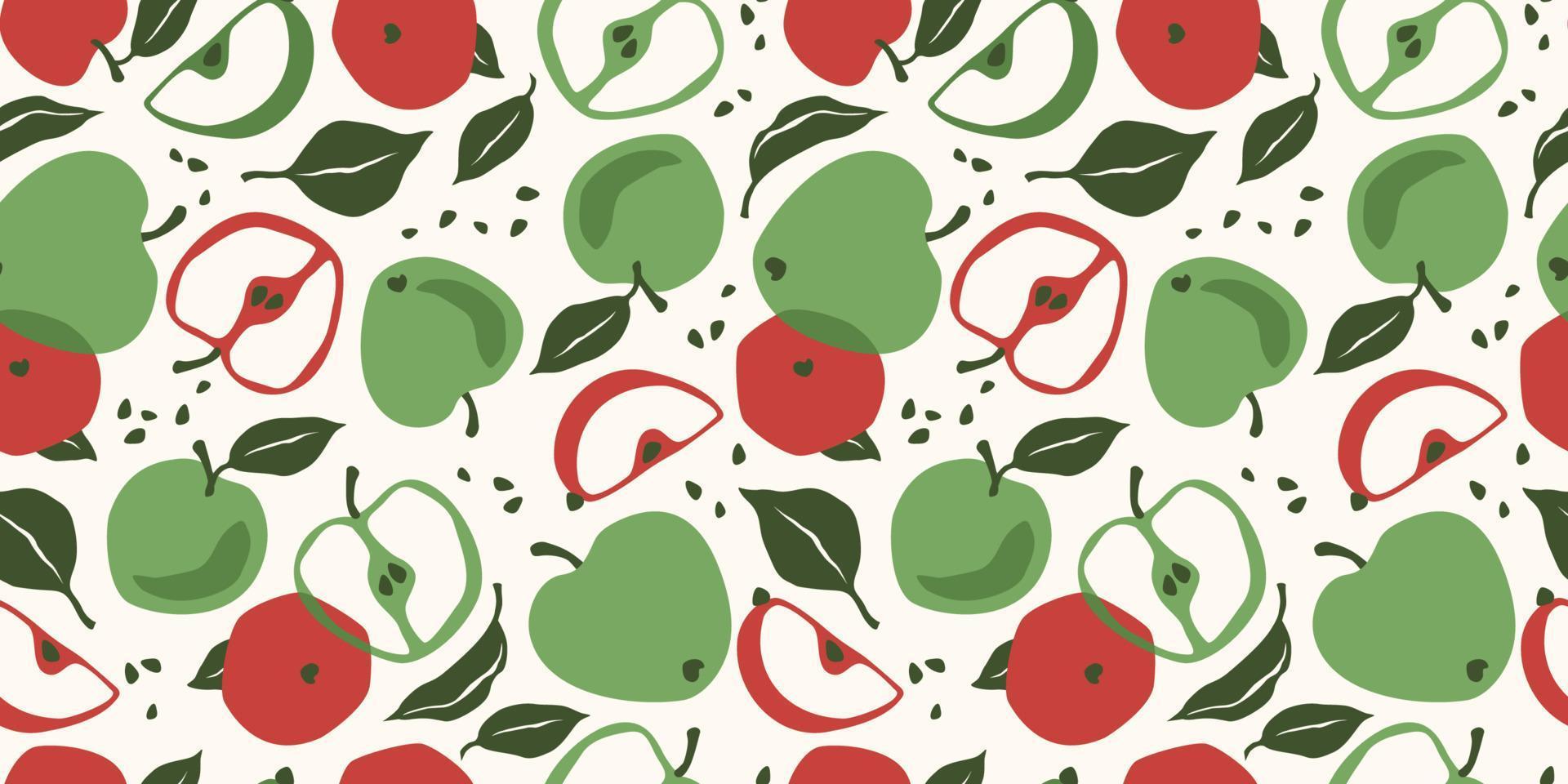 Vector seamless pattern with apples. Trendy hand drawn textures. Modern abstract design for paper, cover, fabric, interior decor and other use