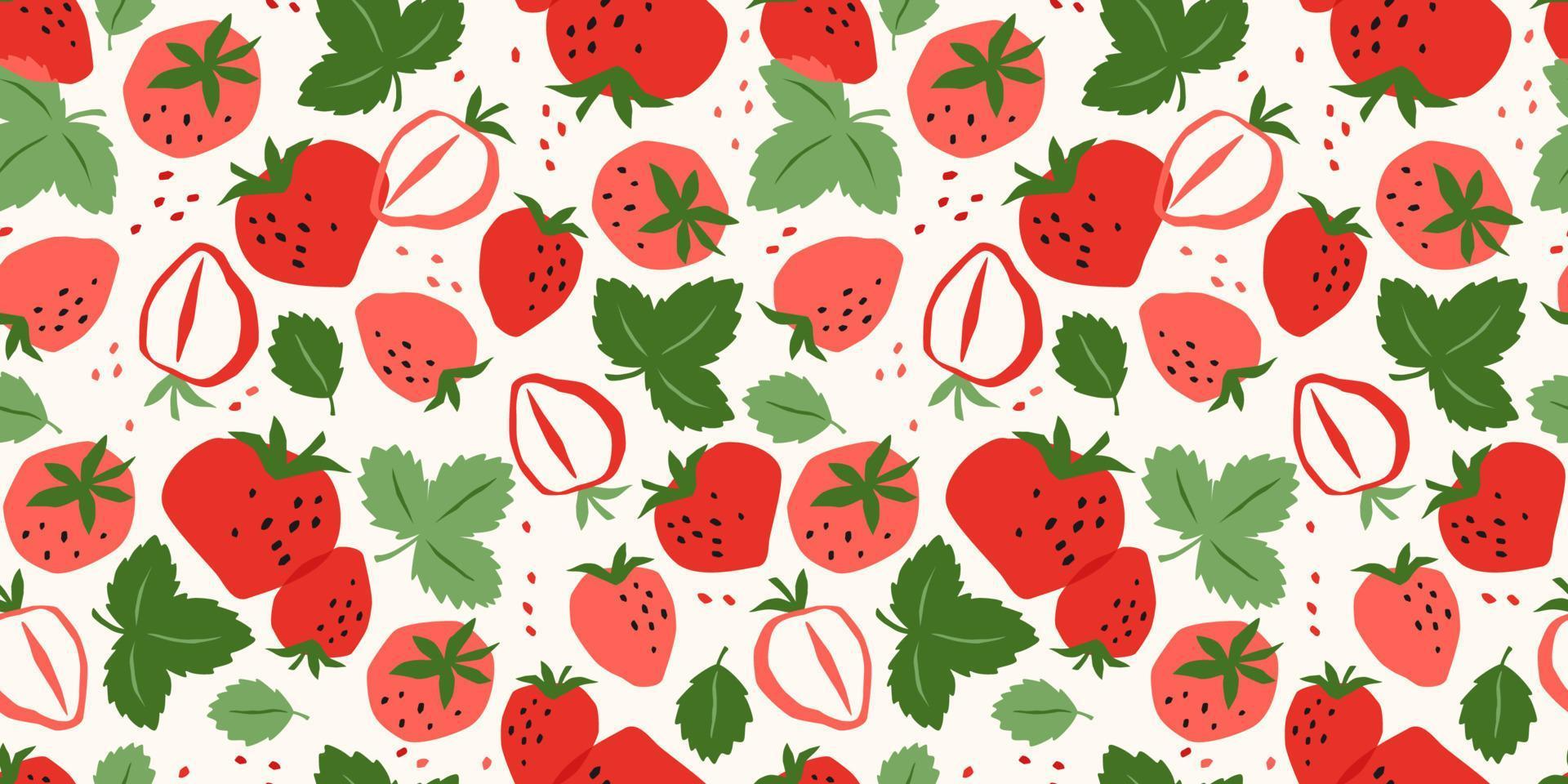 Vector seamless pattern with Strawberry. Trendy hand drawn textures. Modern abstract design for paper, cover, fabric, interior decor and other use