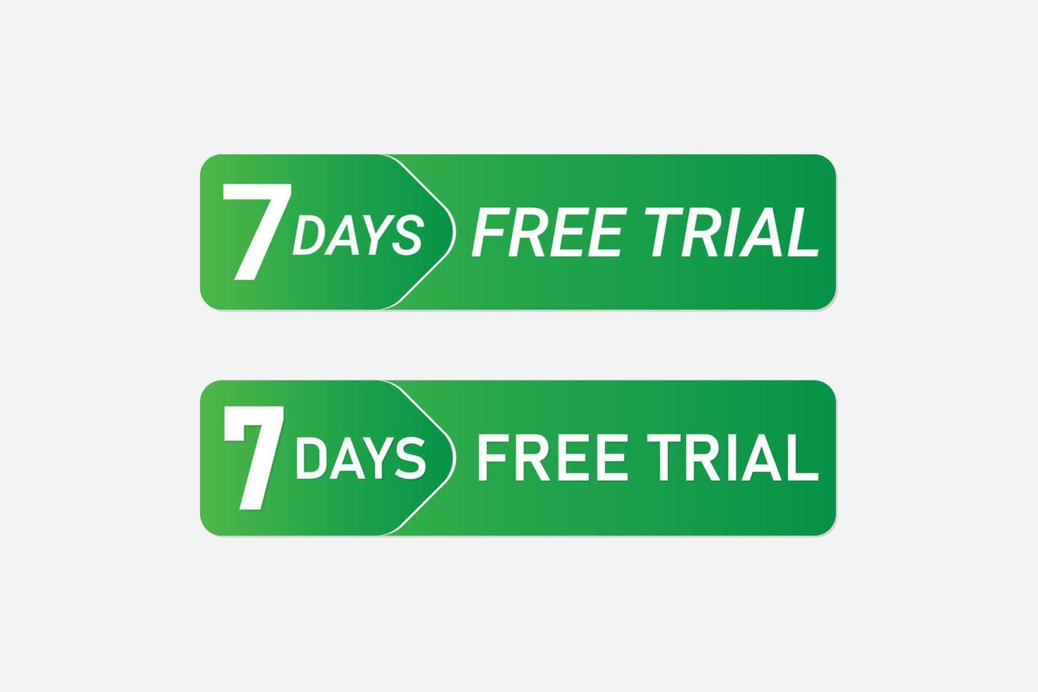 7 Days free trial button design. vector