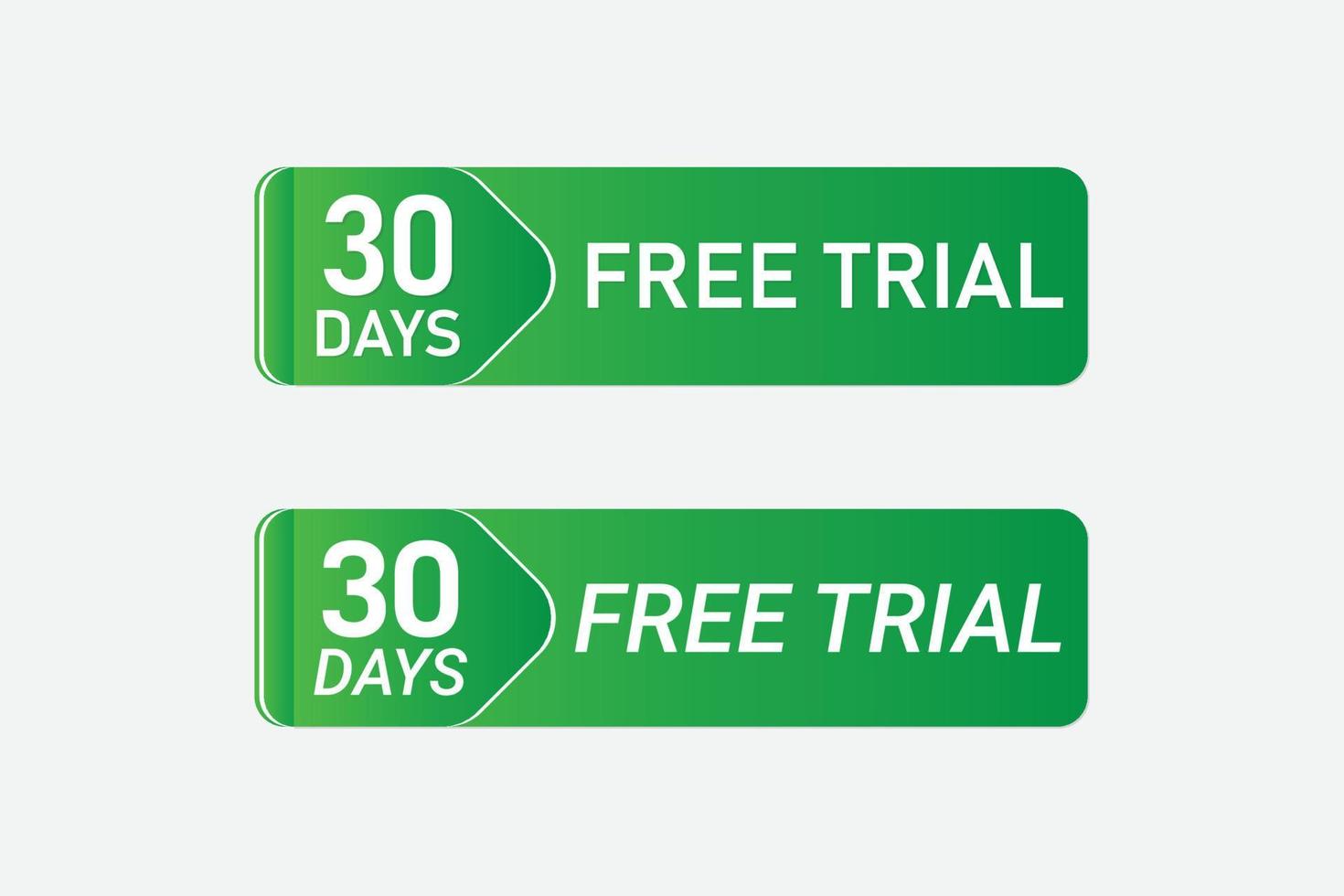 30 Days free trial button design. vector