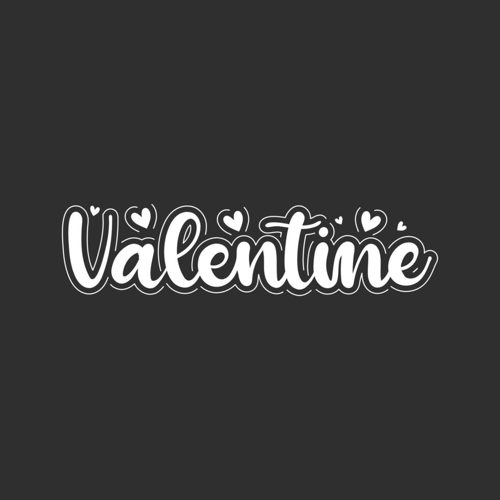 diseño de tipografía de color blanco y negro de San Valentín. vector