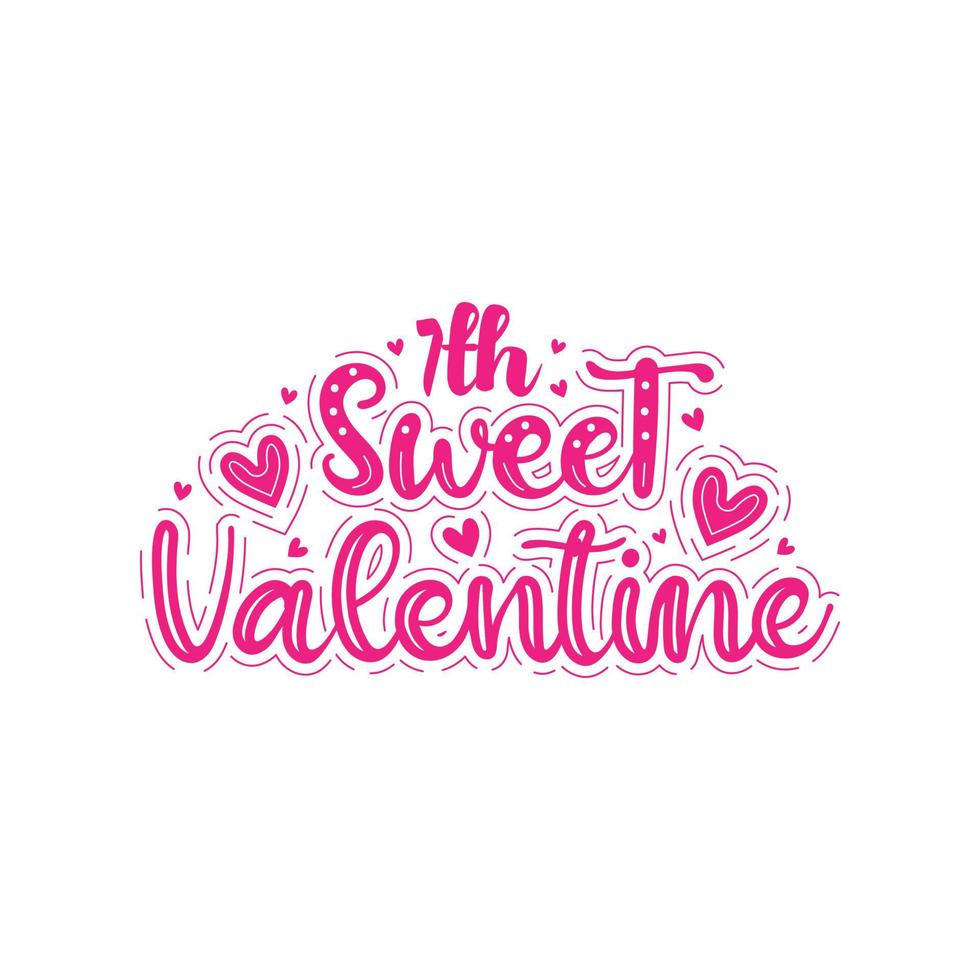 7th sweet Valentine pink color design. vector