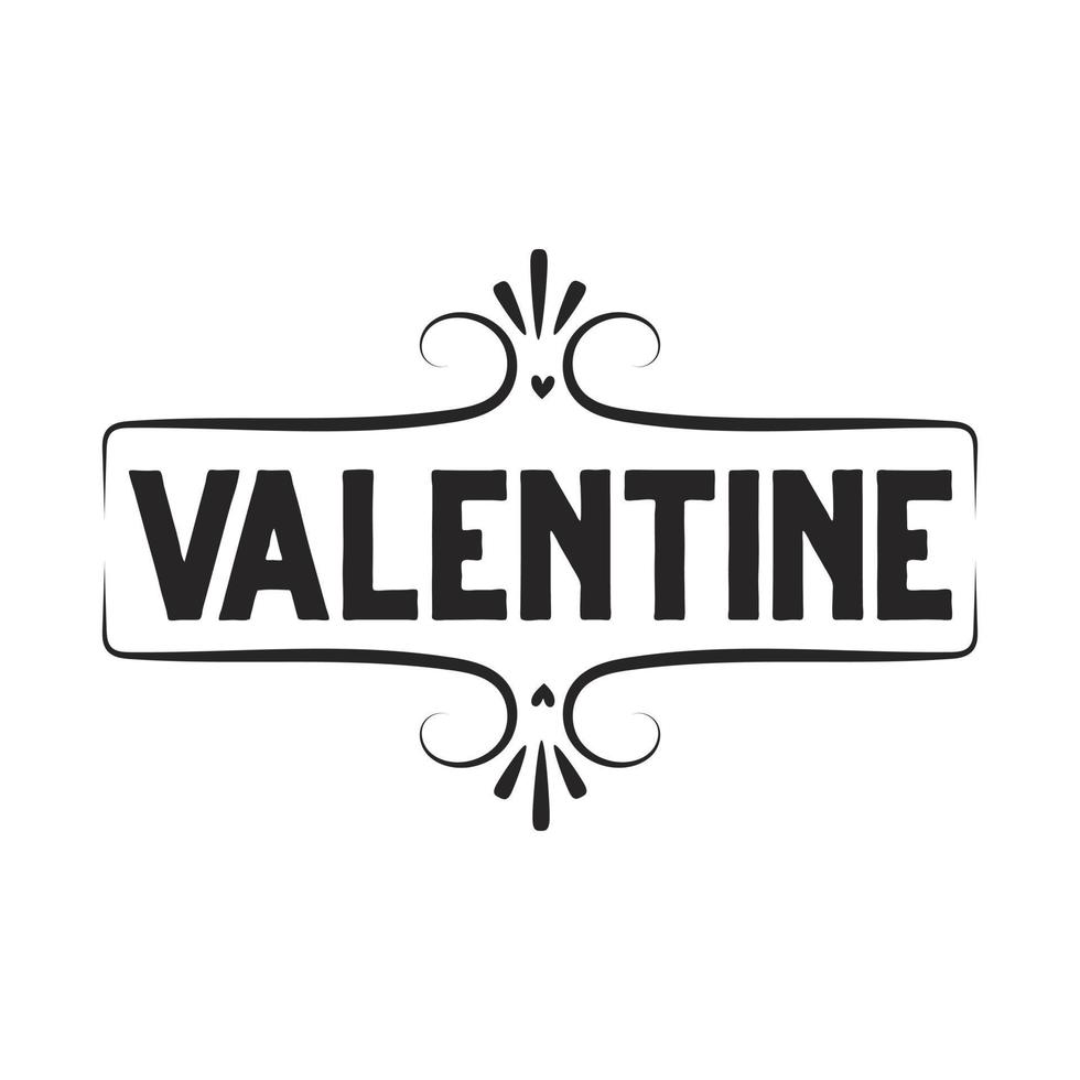 Valentine simple typography design with black and color. vector