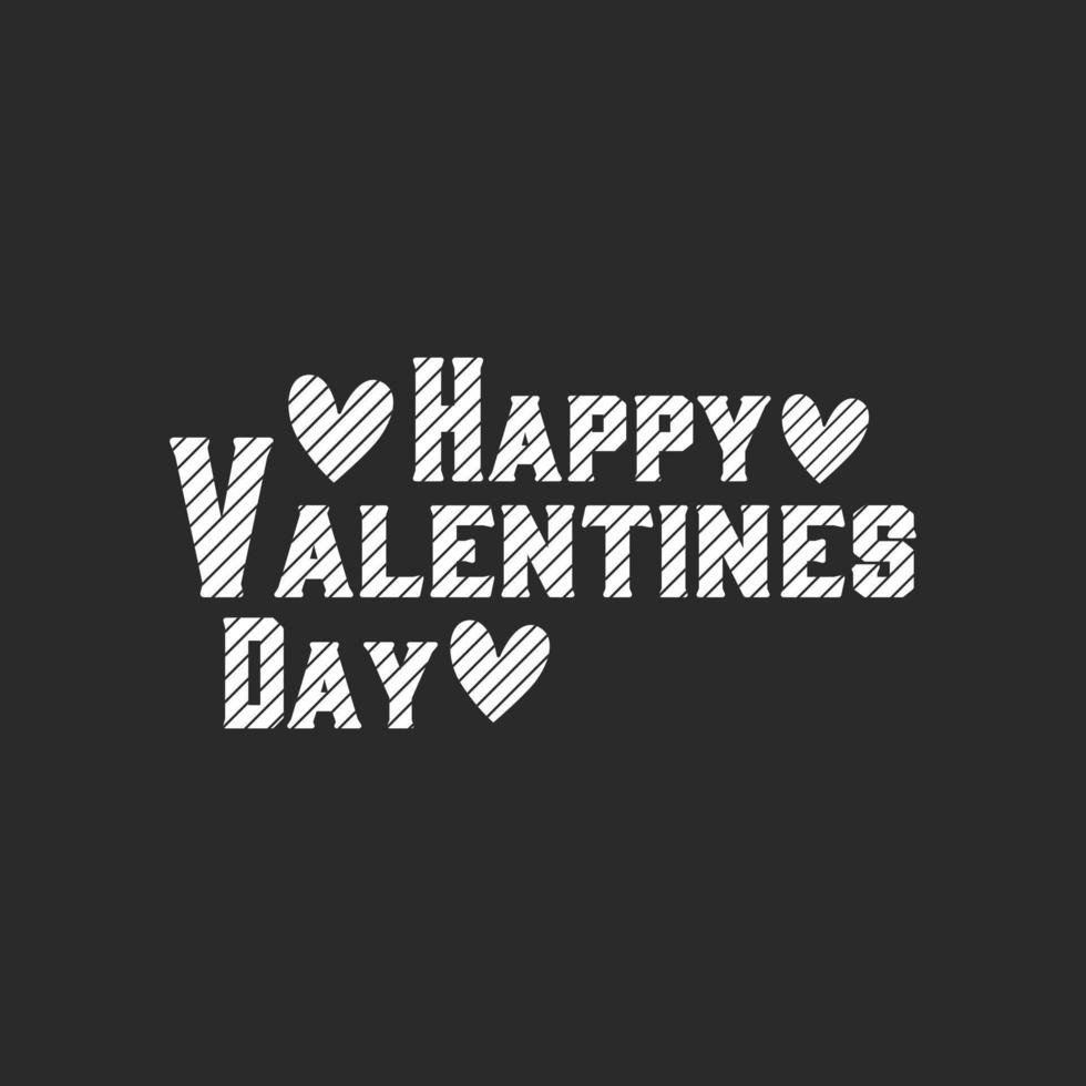 Happy valentine lettering black and white design. vector