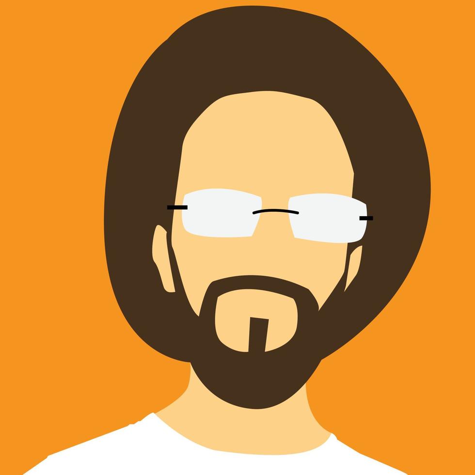 A guy with afro hairstyle and glasses, seventies vibes, cool guy with glasses, character design for a funky guy, afro hairstyle illustration vector