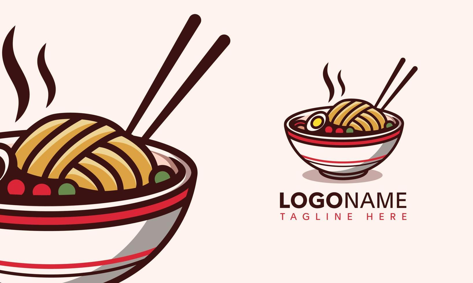 ilustración de logotipo de mascota de tazón de comida asiática vector