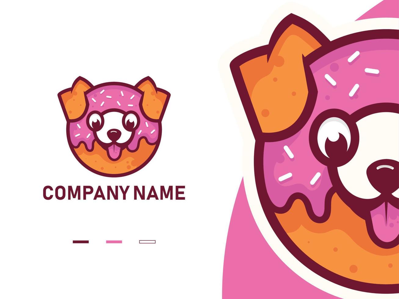 plantilla de diseño de logotipo de mascota de perro donut lindo aislado de calidad premium vector