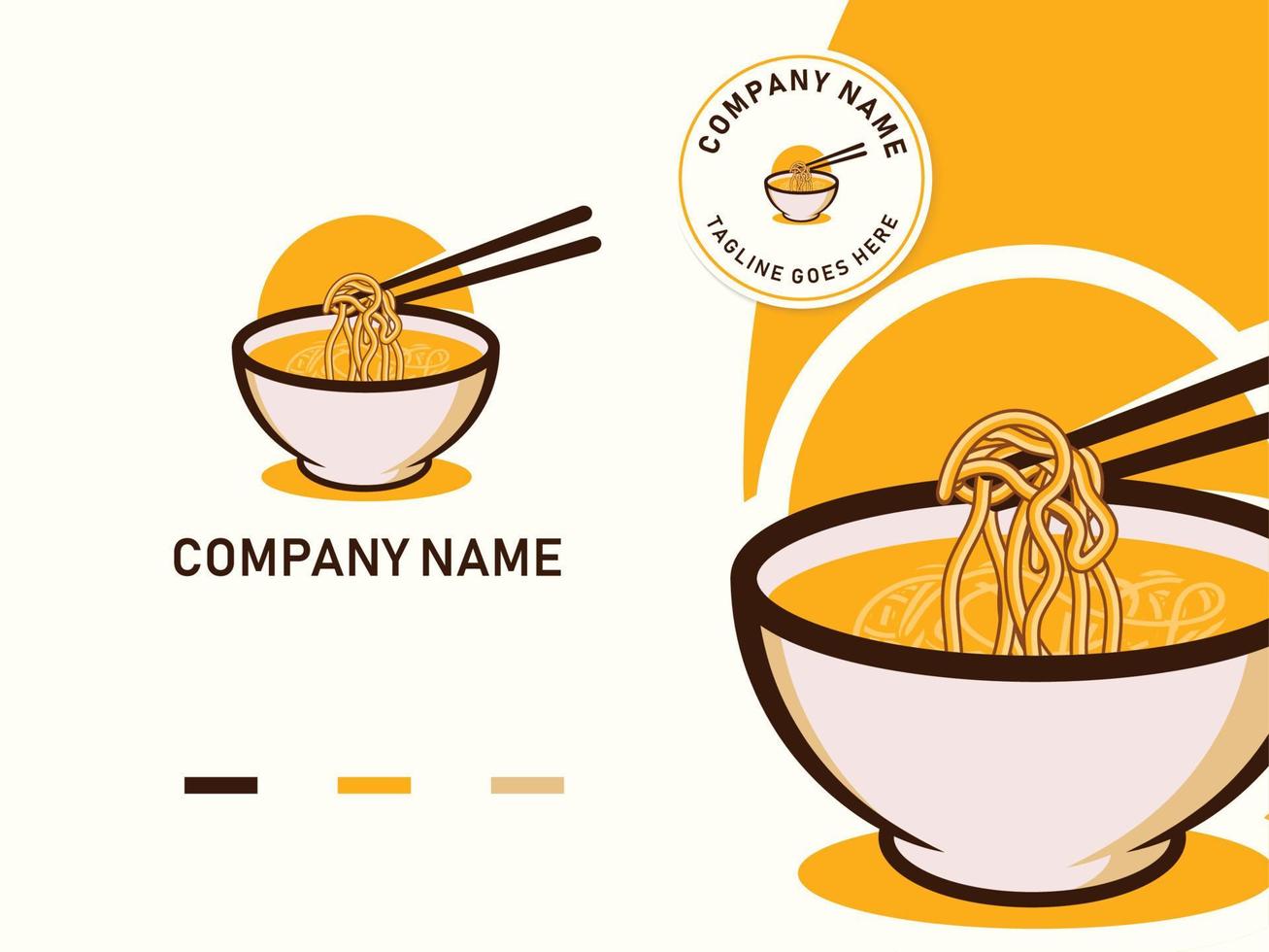 el tazón de fideos con plantilla de diseño de logotipo de palillos, adecuado para cualquier negocio relacionado con sopa, tienda, ramen, fideos, restaurantes de comida rápida, comida coreana, comida japonesa en un fondo blanco. vector