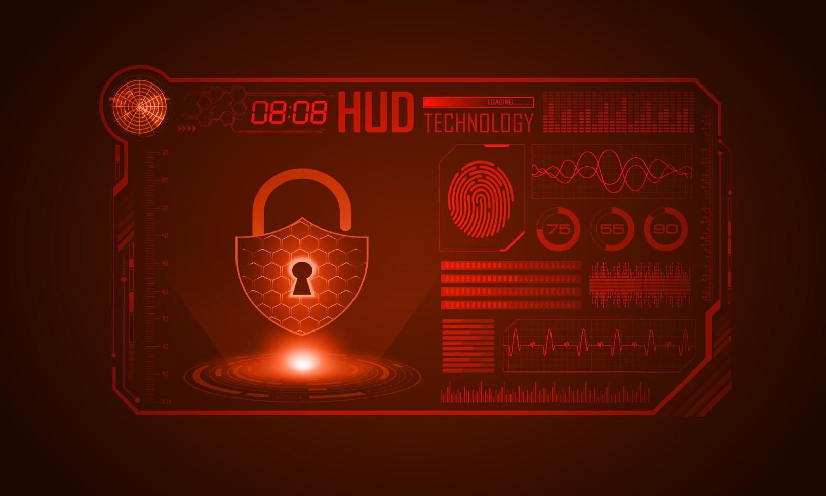 fondo de pantalla de tecnología hud moderna con candado vector
