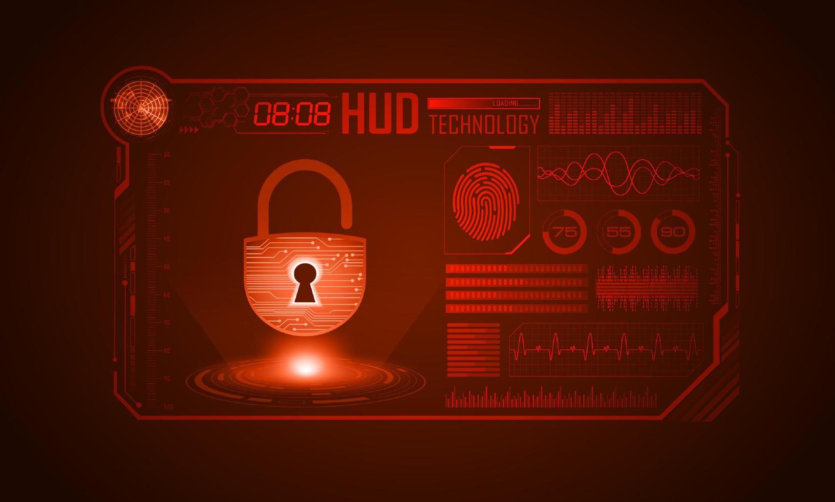 Modern HUD Technology Screen Background with padlock vector