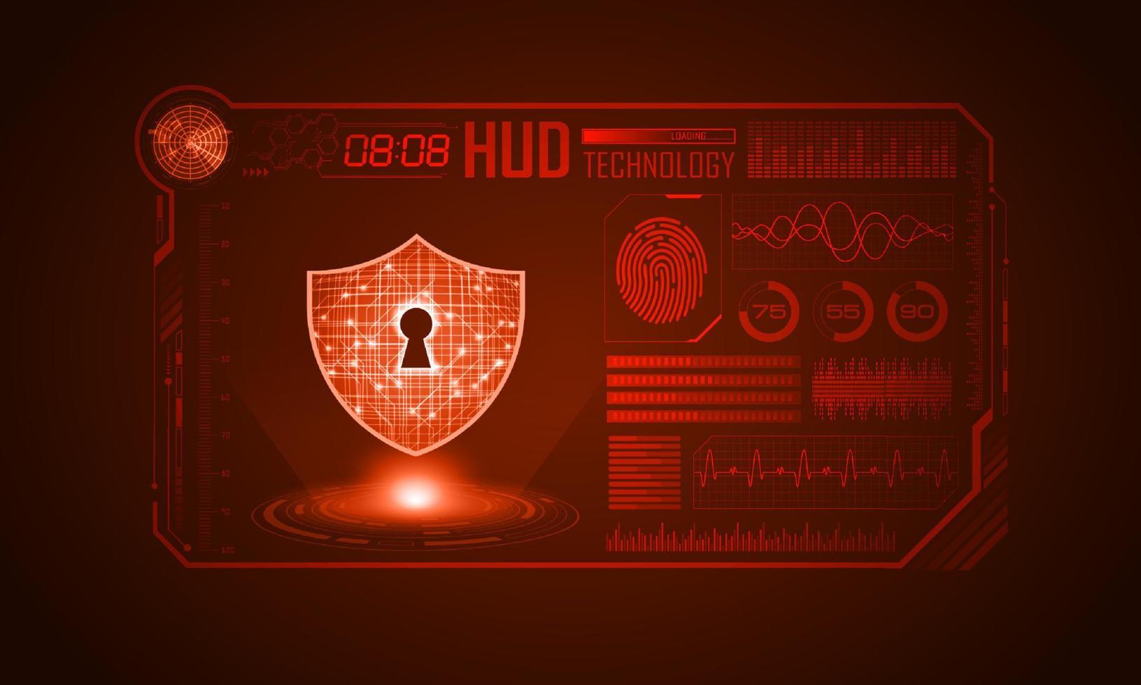 fondo de pantalla de tecnología hud moderna con candado vector
