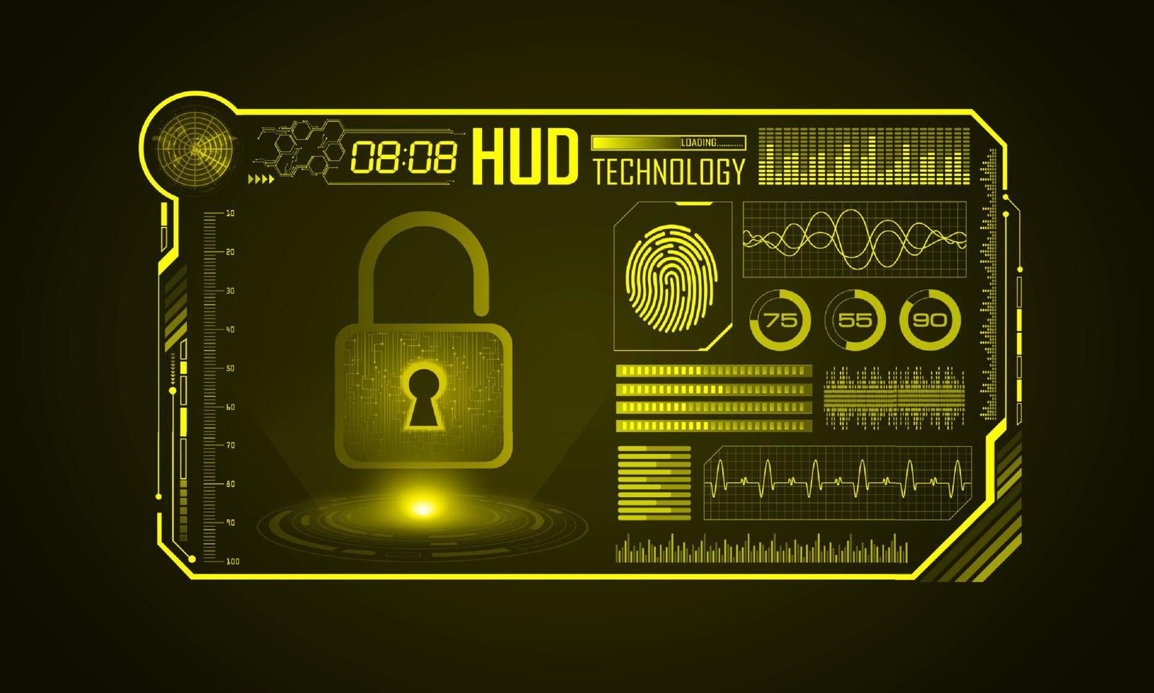 Modern HUD Technology Screen Background with padlock vector