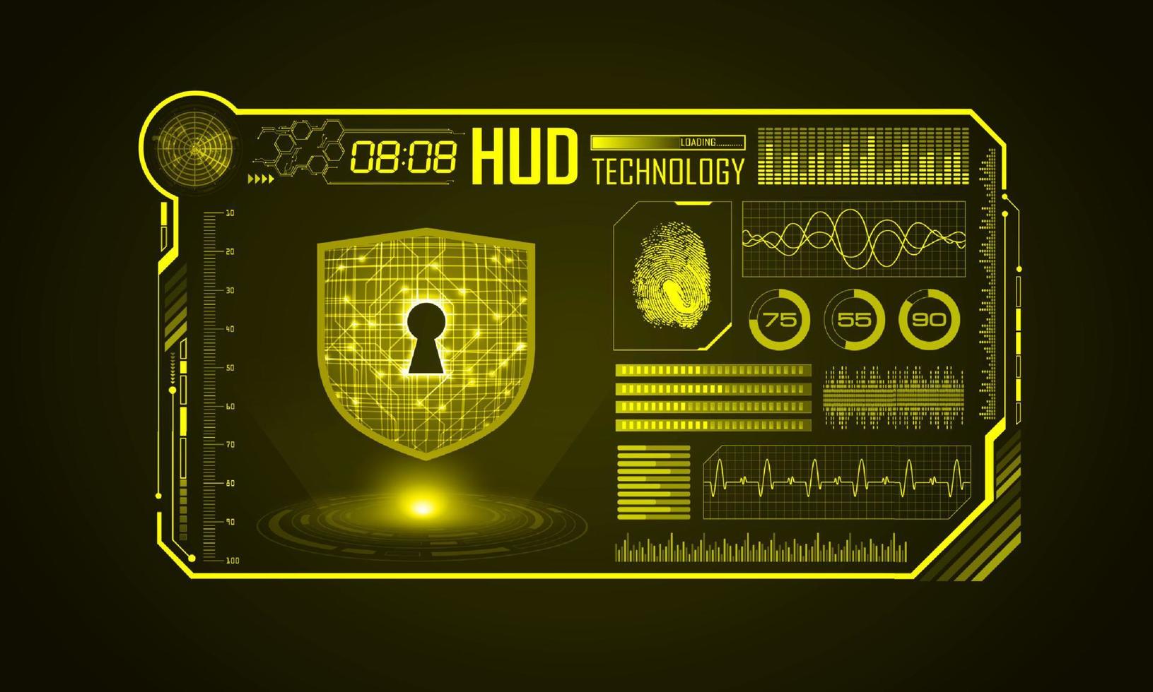 Modern HUD Technology Screen Background with padlock vector