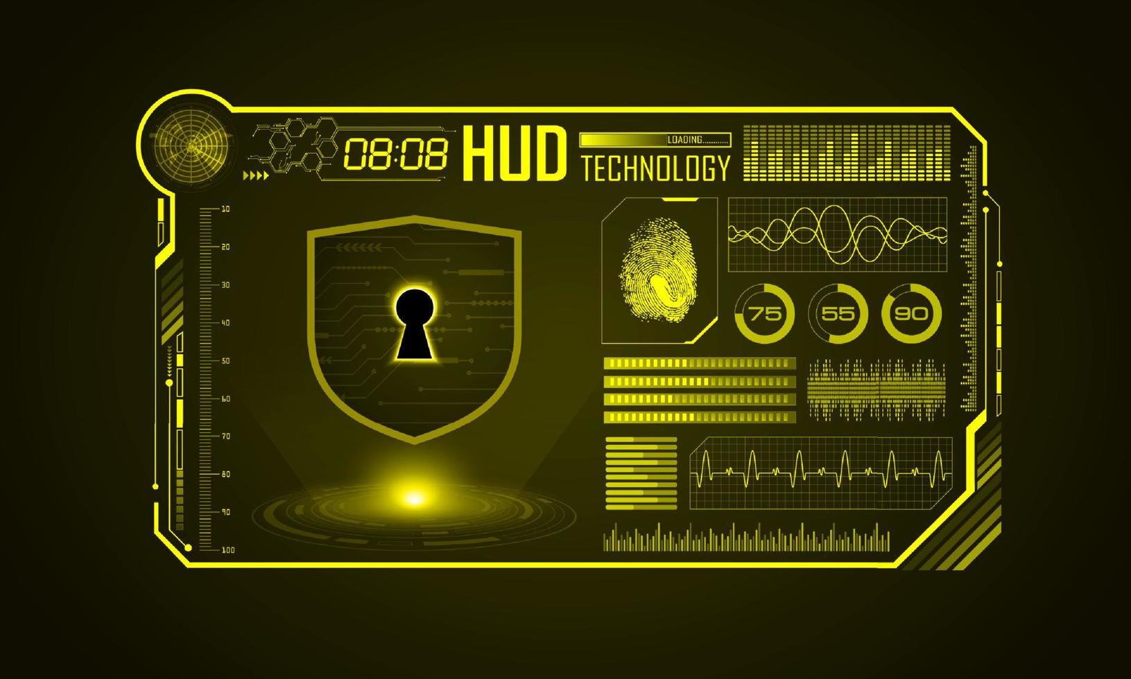 fondo de pantalla de tecnología hud moderna con candado vector