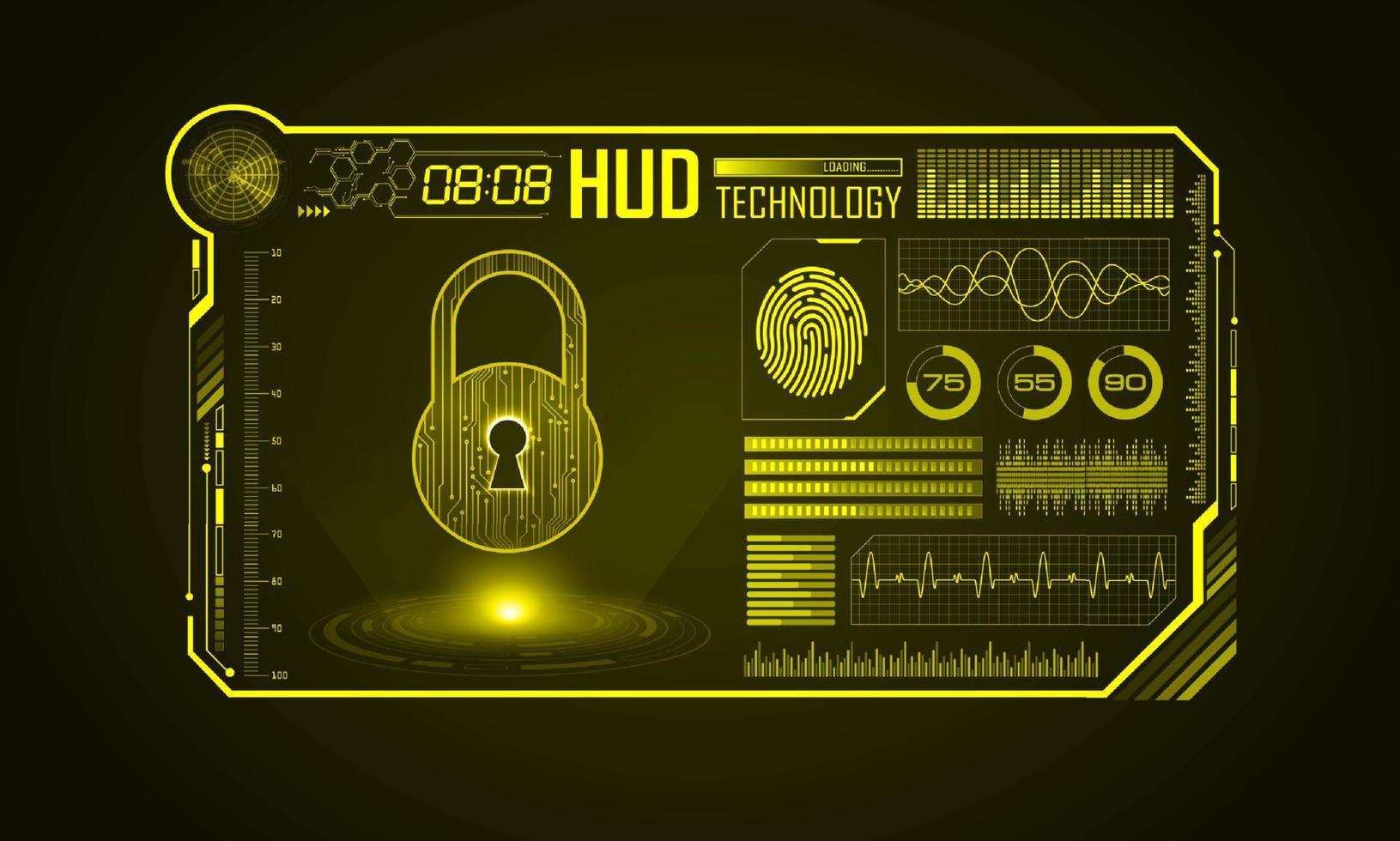 Modern HUD Technology Screen Background with padlock vector